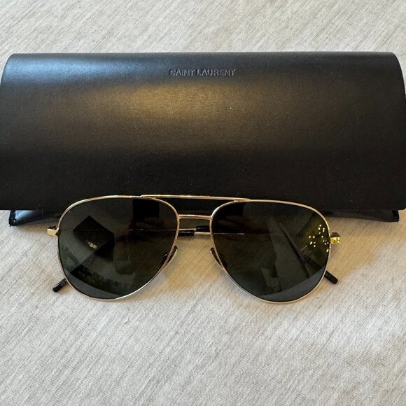 Saint Laurent Gold Classic 11 Aviator Sunglasses 55MM